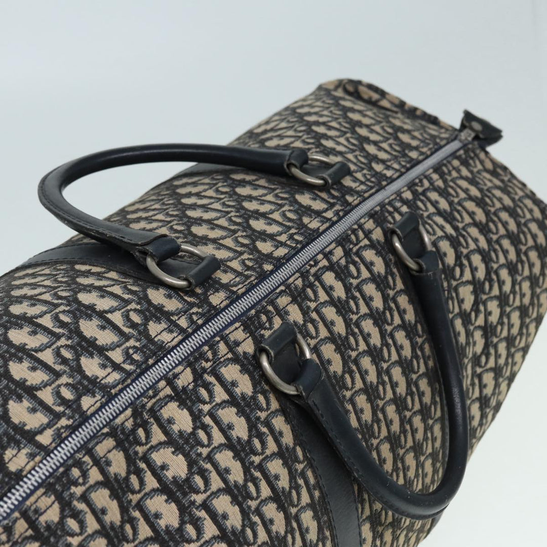 CHRISTIAN Top quality Dior Trotter Canvas Boston Bag Navy Silver Auth ep5567