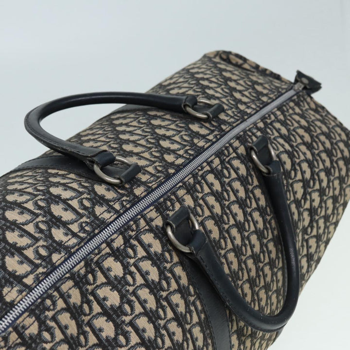 CHRISTIAN Top quality Dior Trotter Canvas Boston Bag Navy Silver Auth ep5567