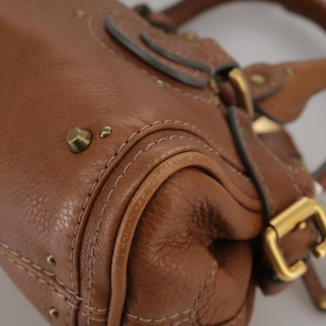 Chloe Mini Paddington Hand Bag Leather Brown Gold Silver ep6827