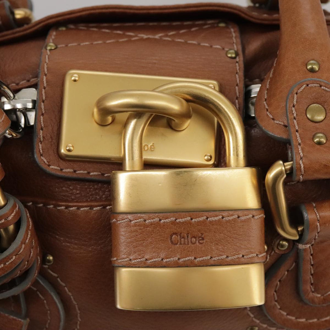 Chloe Mini Paddington Hand Bag Leather Brown Gold Silver ep6827