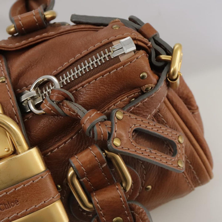 Chloe Mini Paddington Hand Bag Leather Brown Gold Silver ep6827