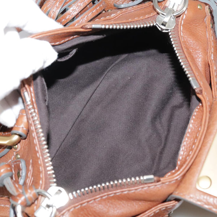 Chloe Mini Paddington Hand Bag Leather Brown Gold Silver ep6827