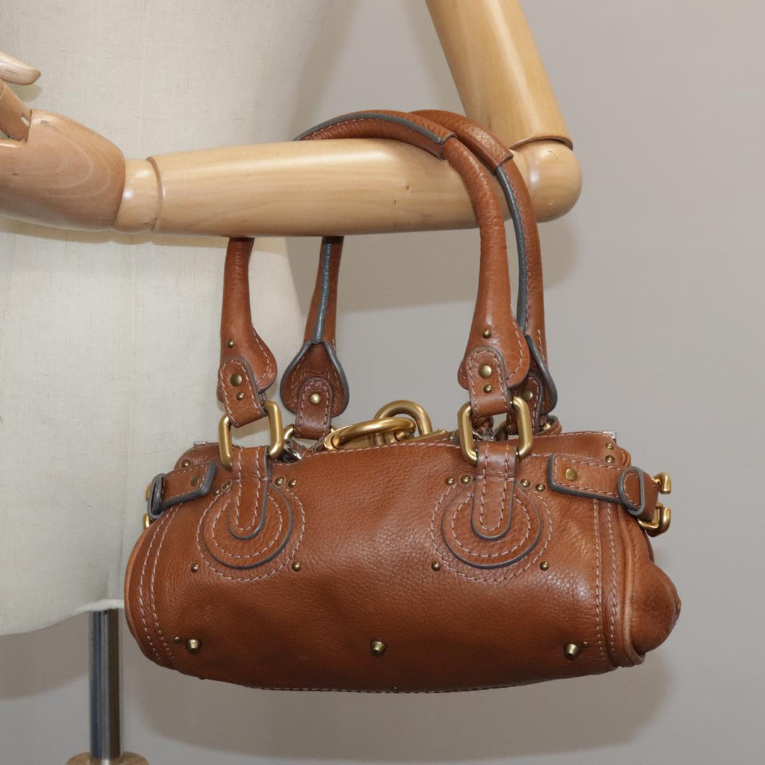 Chloe Mini Paddington Hand Bag Leather Brown Gold Silver ep6827
