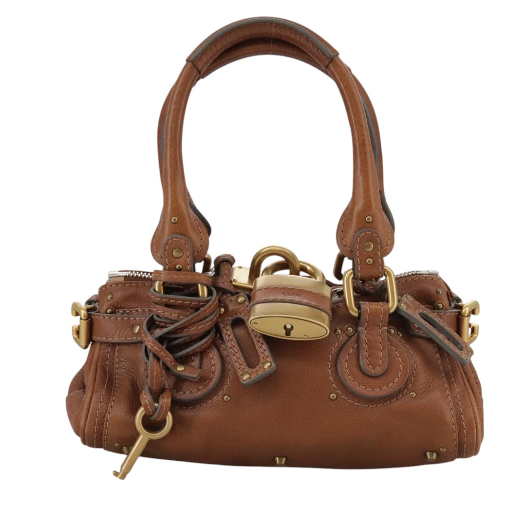 Chloe Mini Paddington Hand Bag Leather Brown Gold Silver ep6827