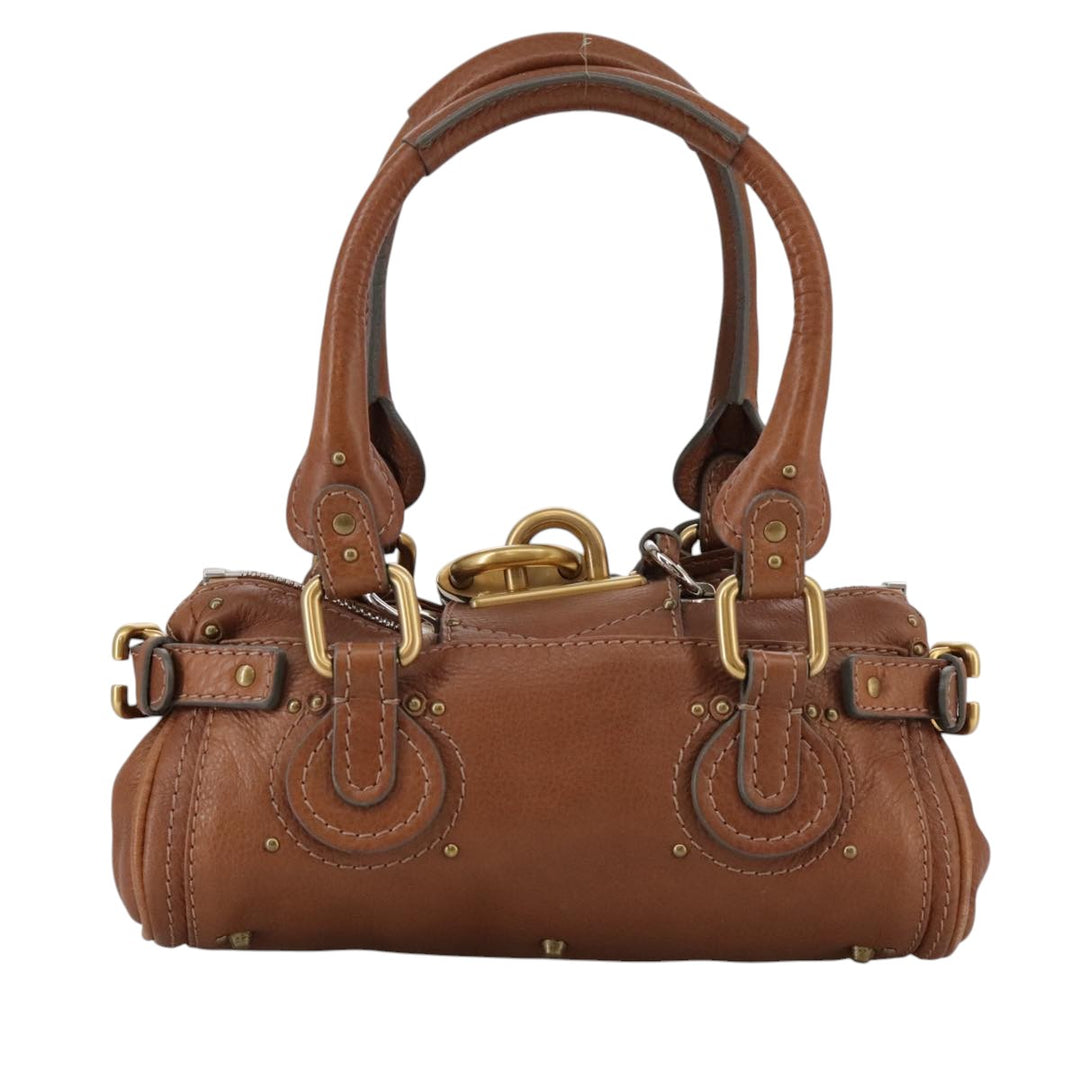 Chloe Mini Paddington Hand Bag Leather Brown Gold Silver ep6827