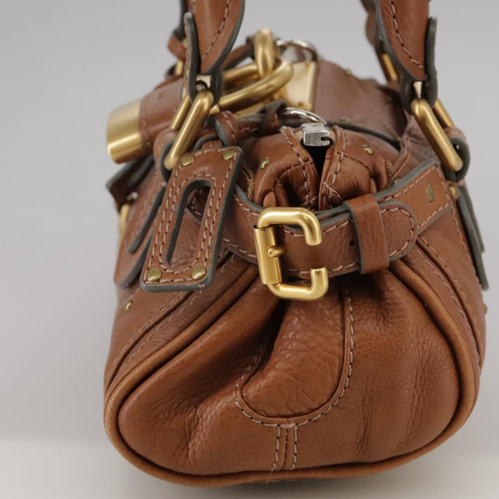 Chloe Mini Paddington Hand Bag Leather Brown Gold Silver ep6827