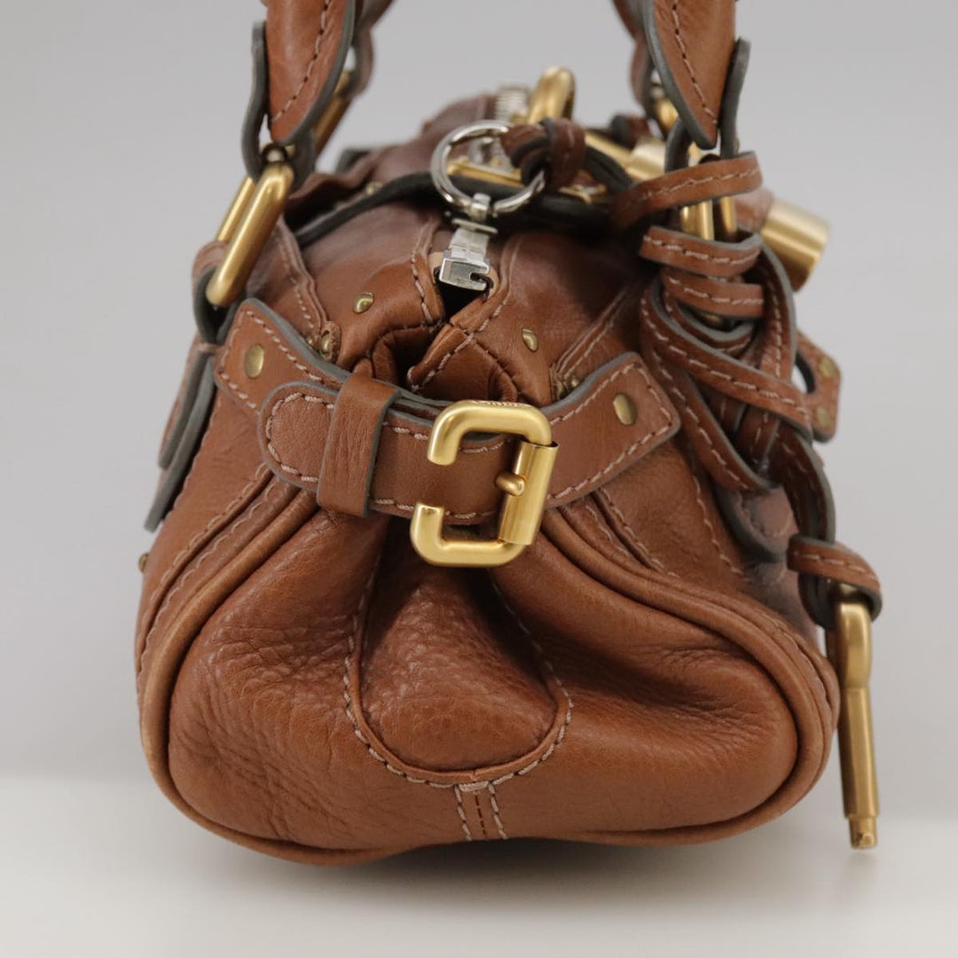 Chloe Mini Paddington Hand Bag Leather Brown Gold Silver ep6827
