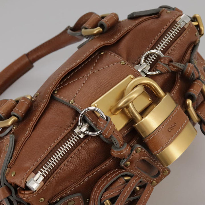 Chloe Mini Paddington Hand Bag Leather Brown Gold Silver ep6827