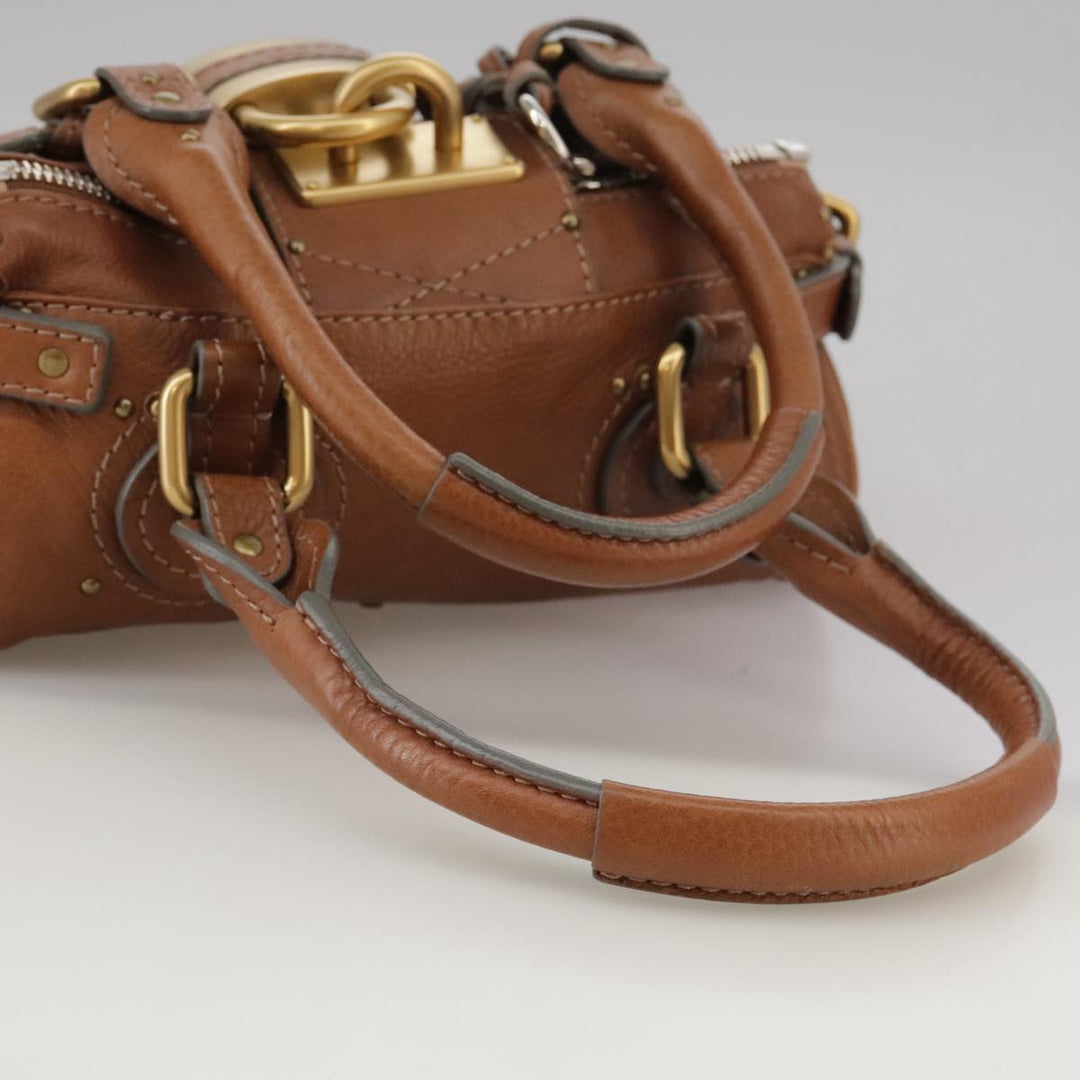 Chloe Mini Paddington Hand Bag Leather Brown Gold Silver ep6827