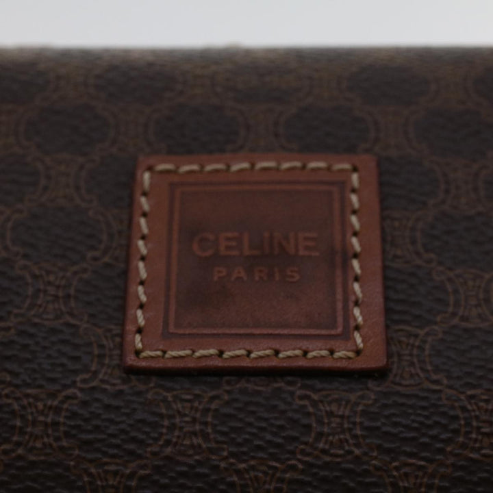 Celine Macadam Canvas Pouch PVC Leather Brown  ep868