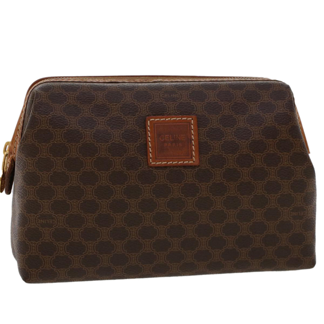 Celine Macadam Canvas Pouch PVC Leather Brown  ep868