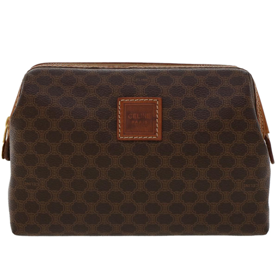 Celine Macadam Canvas Pouch PVC Leather Brown  ep868