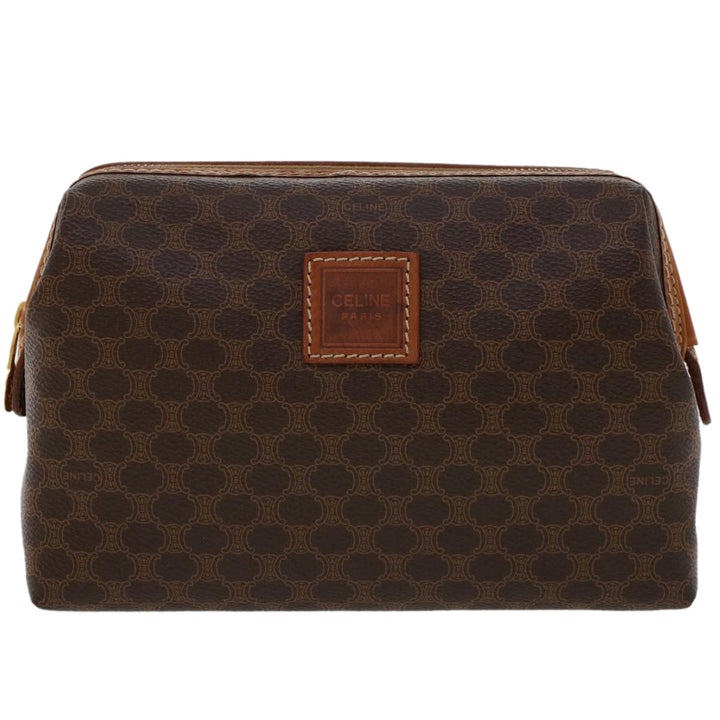 Celine Macadam Canvas Pouch PVC Leather Brown  ep868