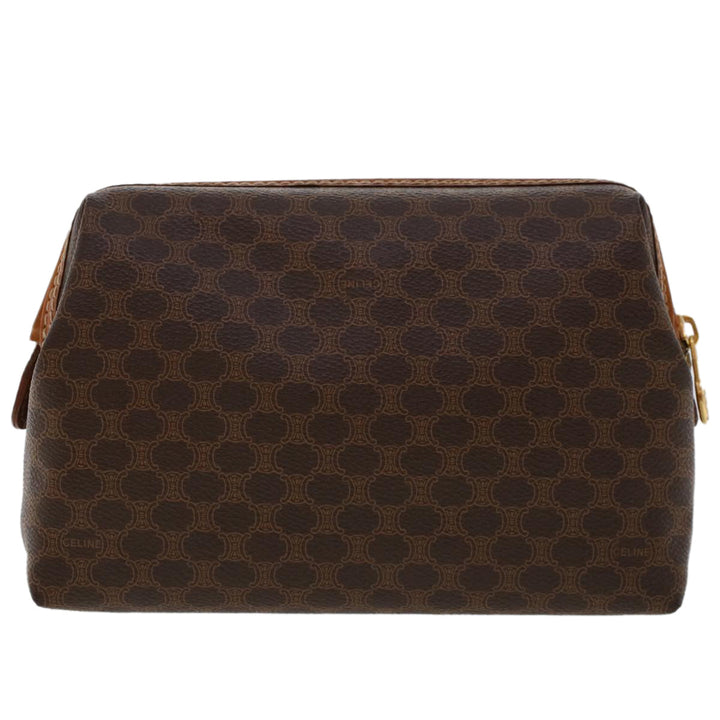 Celine Macadam Canvas Pouch PVC Leather Brown  ep868