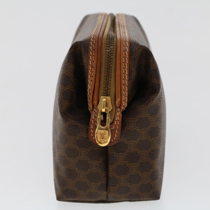 Celine Macadam Canvas Pouch PVC Leather Brown  ep868
