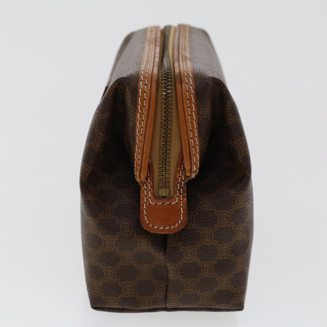 Celine Macadam Canvas Pouch PVC Leather Brown  ep868