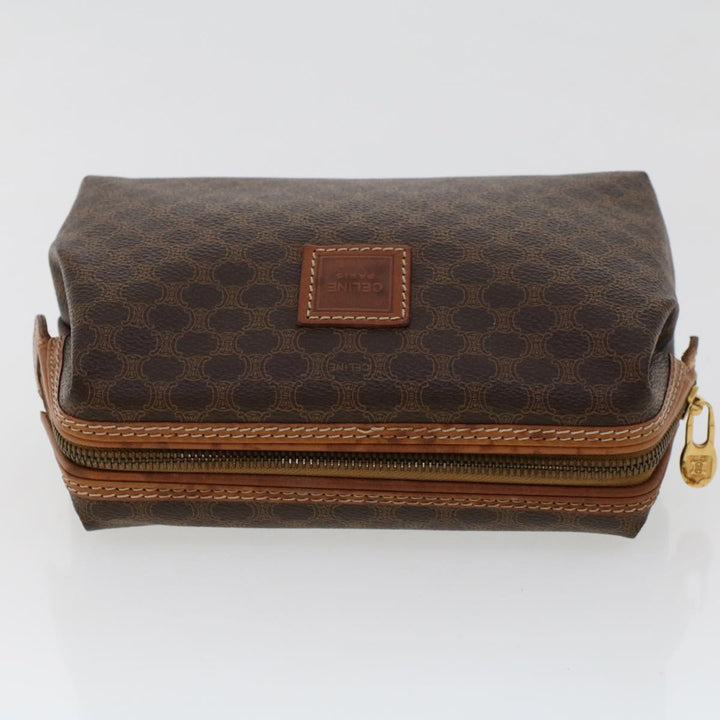 Celine Macadam Canvas Pouch PVC Leather Brown  ep868