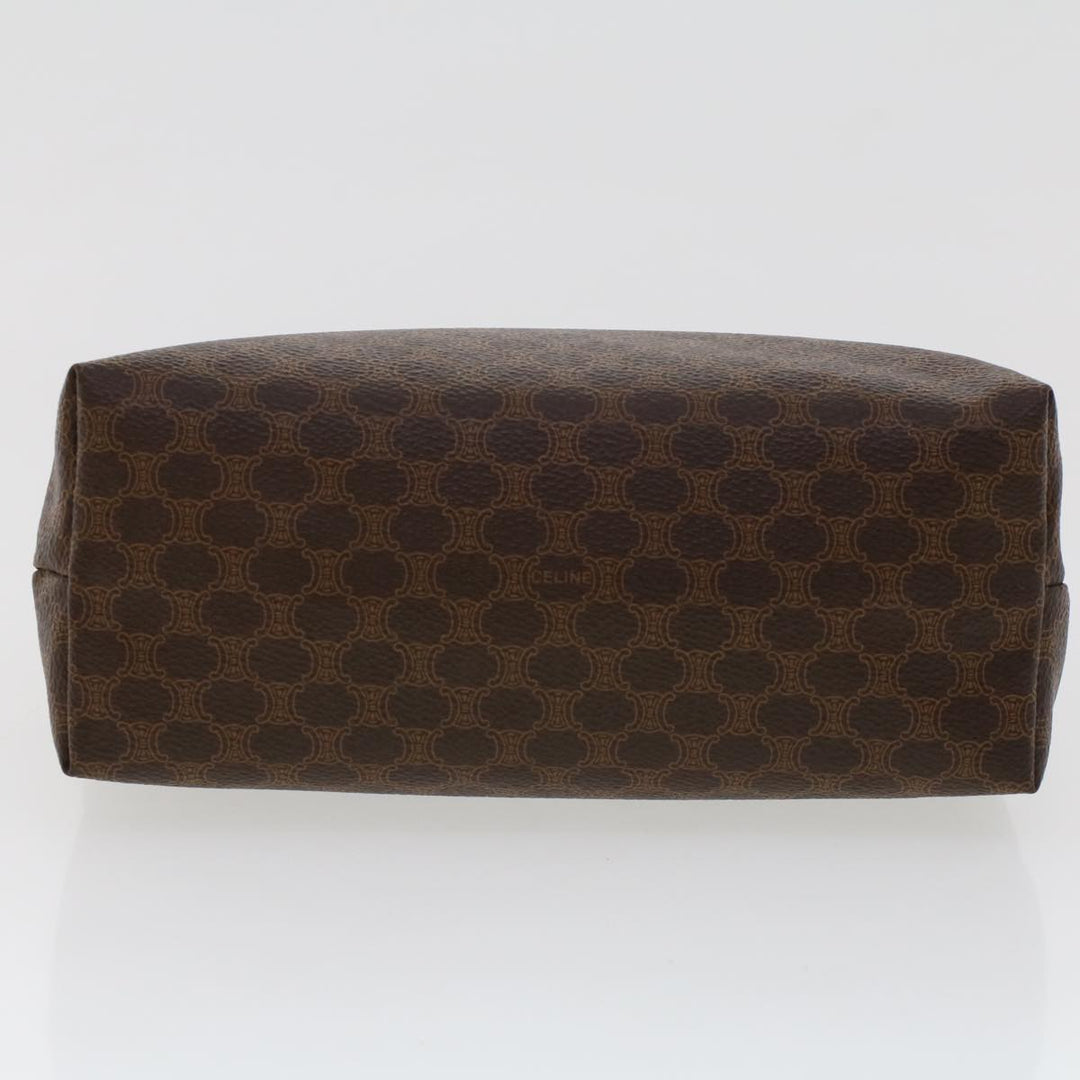 Celine Macadam Canvas Pouch PVC Leather Brown  ep868