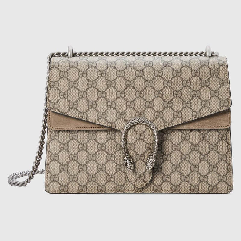 Gucci Supreme Dionysus Medium Shoulder Bag With Beige Detail