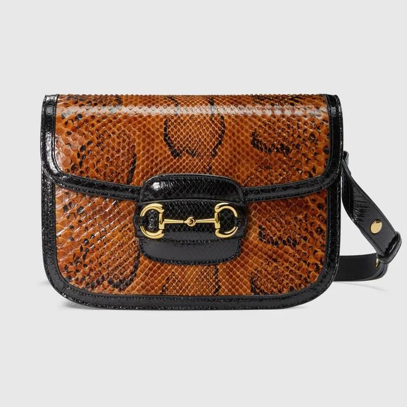 Gucci Horsebit 1955 python shoulder bag in brown python