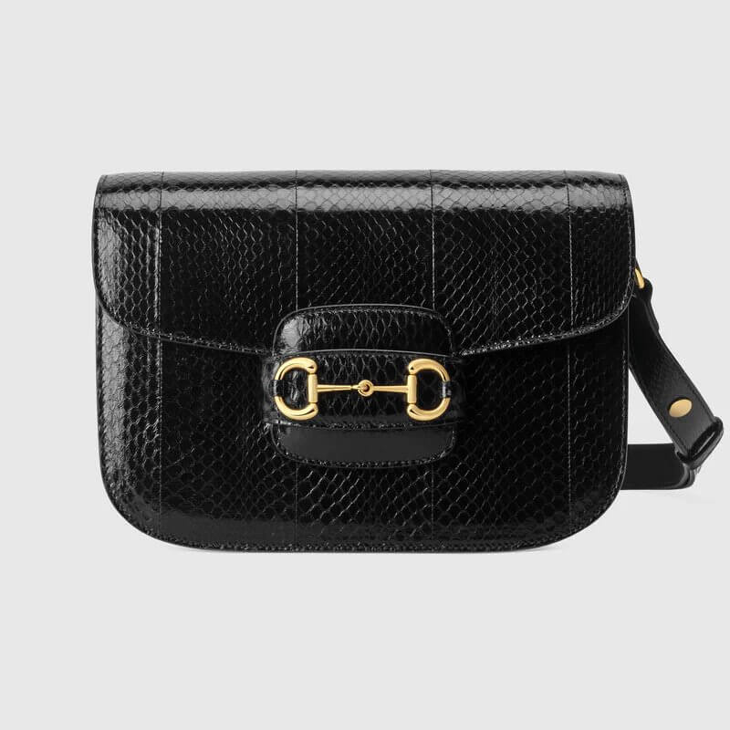 Gucci Horsebit 1955 snakeskin shoulder bag in black snakeskin