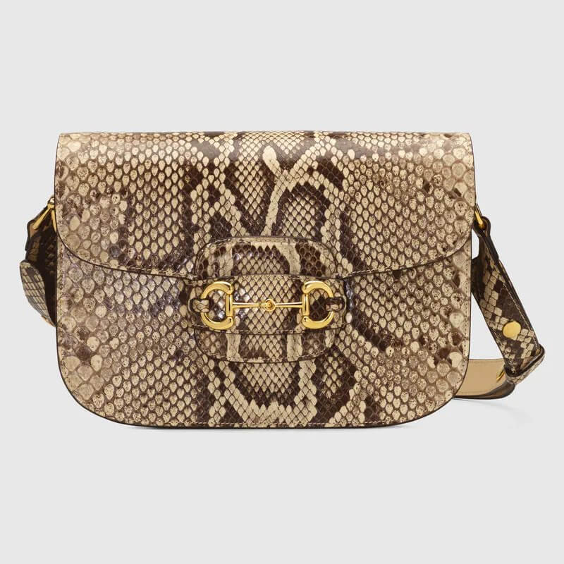 Gucci Horsebit 1955 python small shoulder bag in natural color | G*G?? US