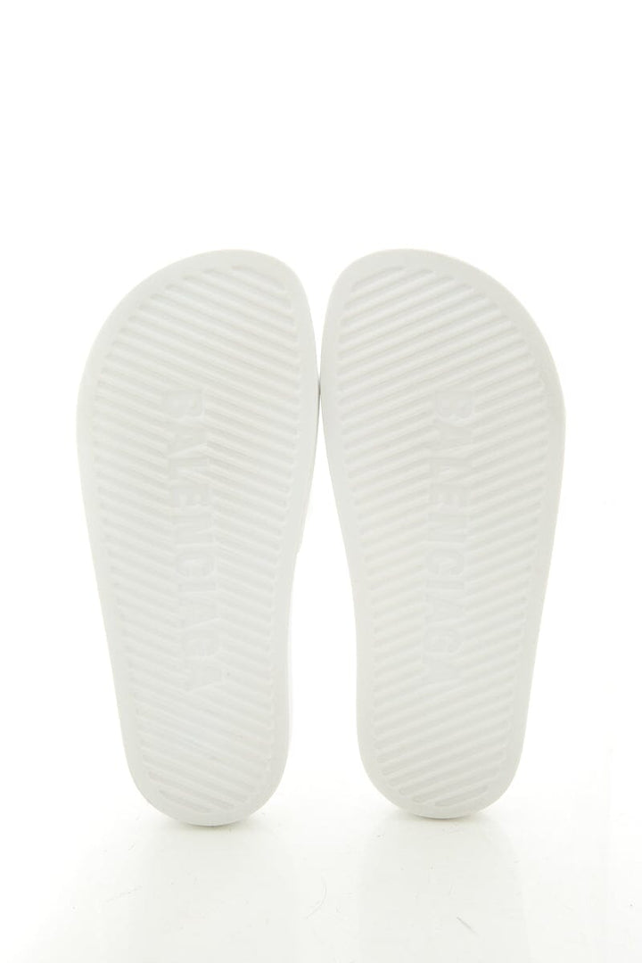 Balenciaga White And Black Logo Pool Slides SZ 37