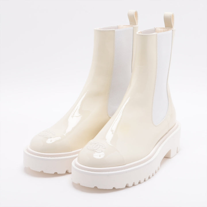 Top Quality Chanel Coco 22C Patent Leather Sidewear 37 1/2  White G38218