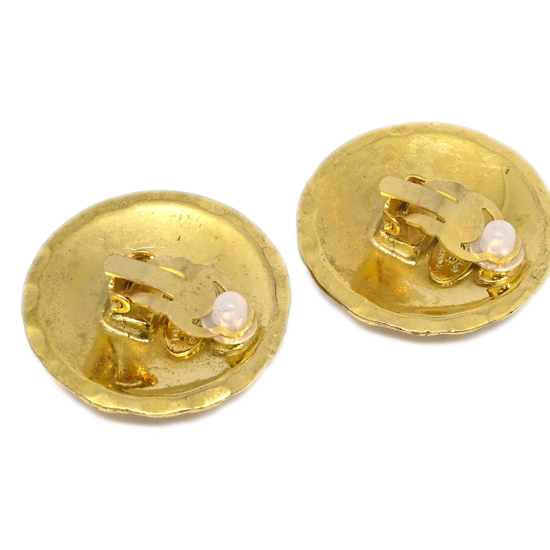 Top Quality Chanel Button Earrings Clip-On Gold 2400