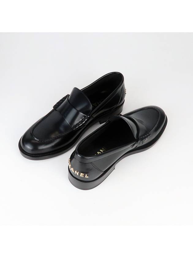 Bag Logo Moccasin Leather Loafer Black Chanel