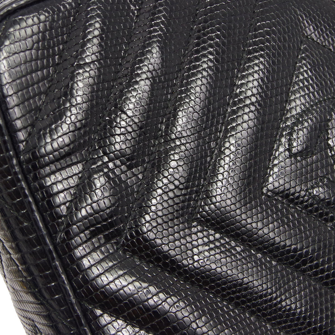 Top Quality Chanel * 1989-1991 Black Lizard Camera Bag Small Shoulder Bag