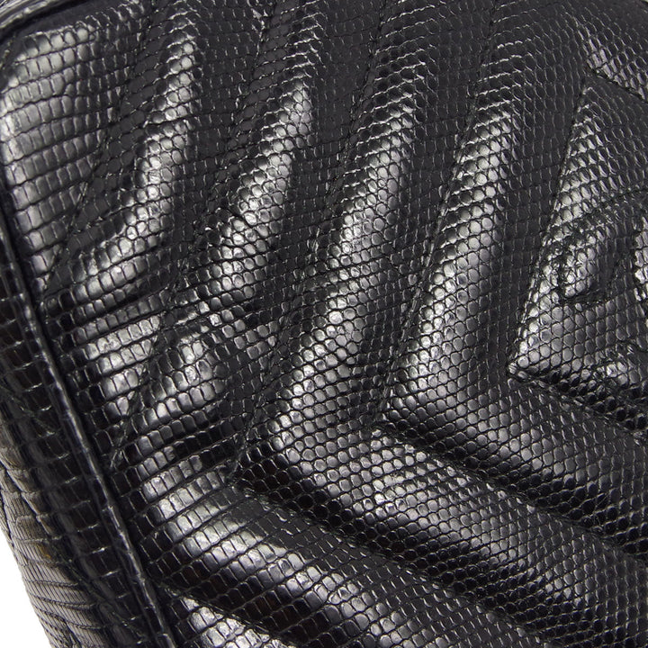 Top Quality Chanel * 1989-1991 Black Lizard Camera Bag Small Shoulder Bag