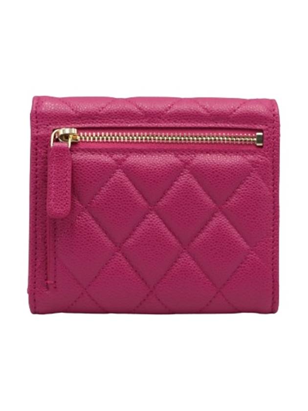 Classic Gold Logo Half Wallet Pink Chanel