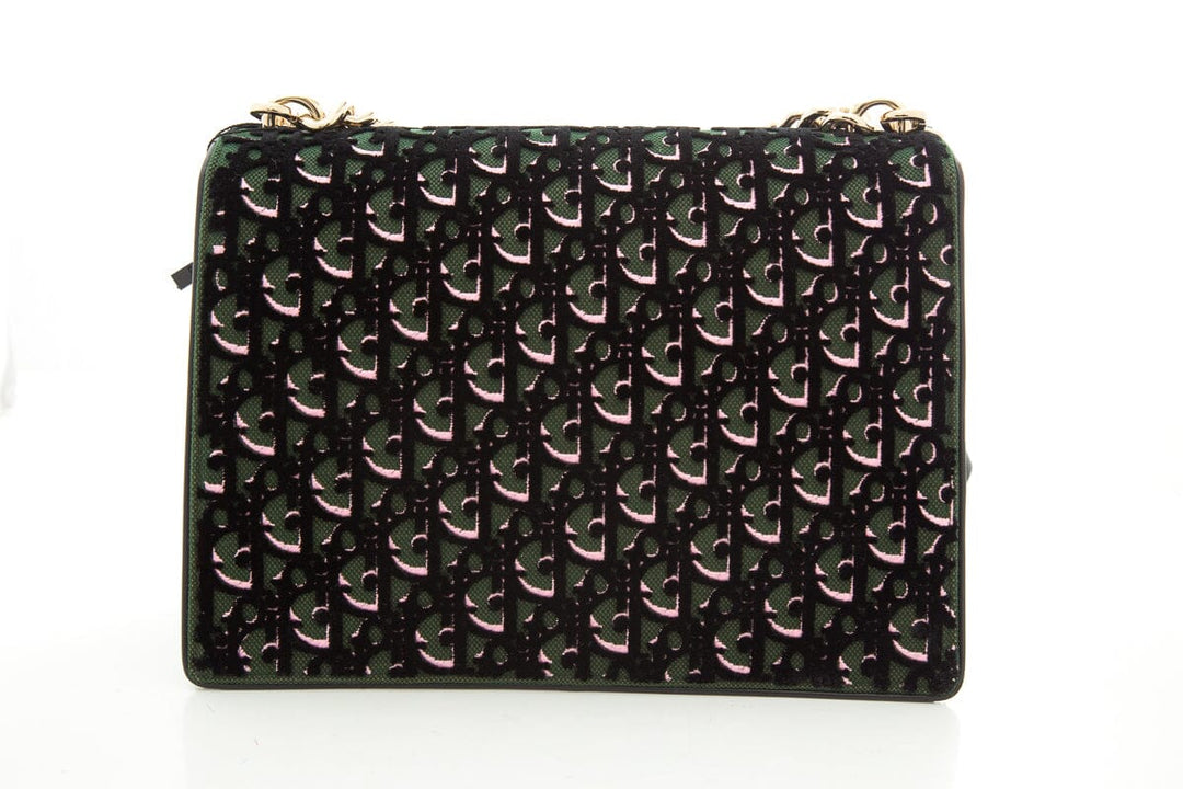 Top quality Diorama Green & Pink Velvet Oblique Handbag