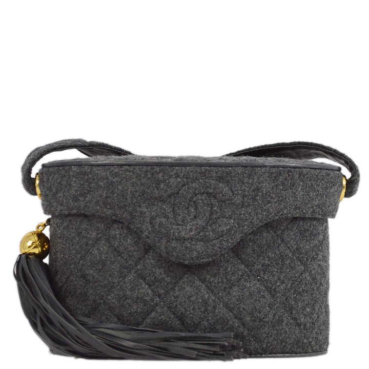 Top Quality Chanel 1991-1994 Gray Felt Shoulder Bag
