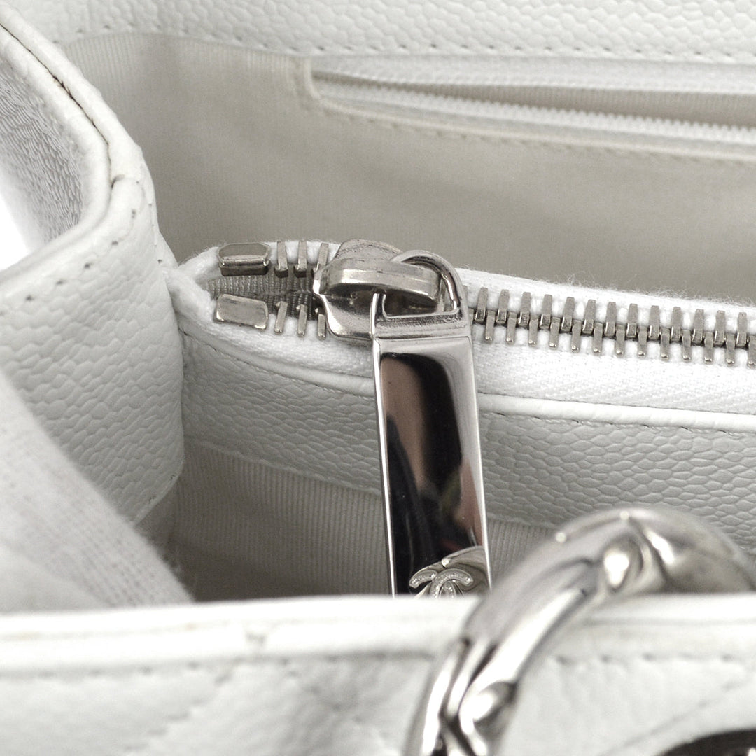 Top Quality Chanel White Caviar Grand Shopping Tote GST Chain Handbag