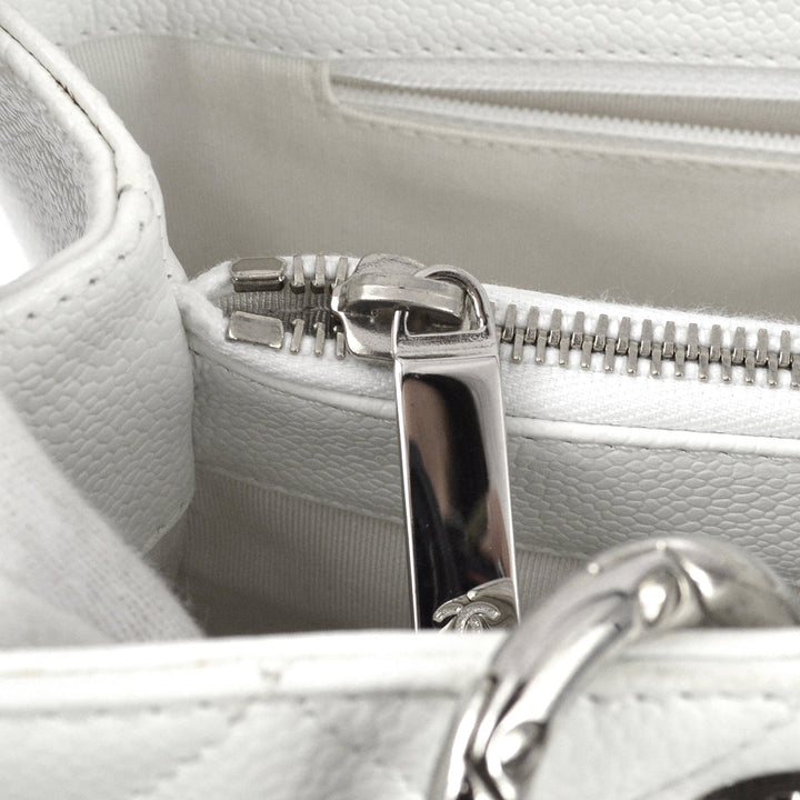 Top Quality Chanel White Caviar Grand Shopping Tote GST Chain Handbag