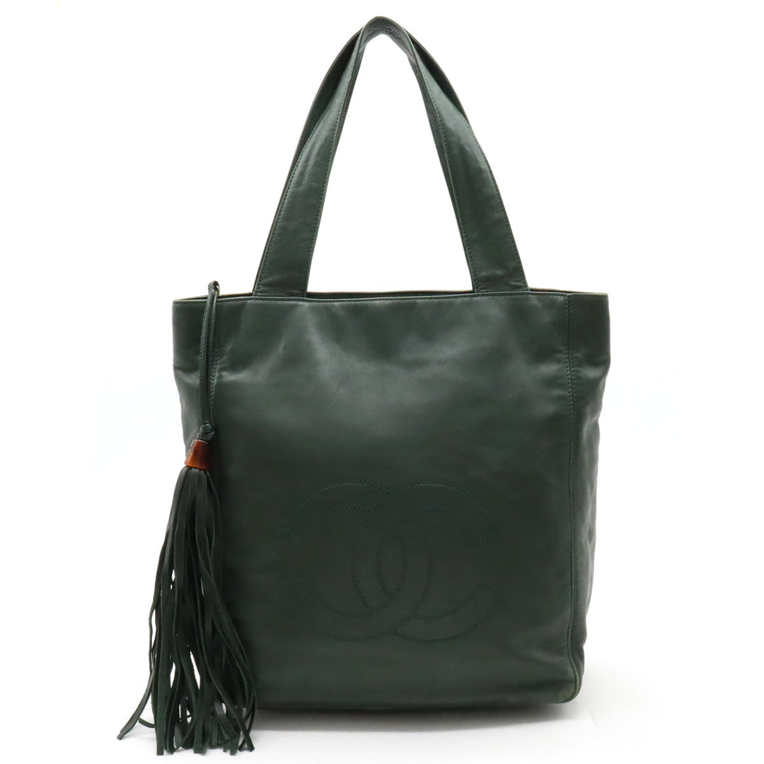 Top Quality Chanel Top Quality Chanel COCOMARK TASELL FRINGE Tote BAG Semi-sder leather dark green
