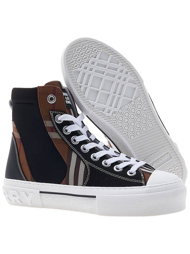 Burberry Vintage Check Cotton Neoprene High Top Sneakers Dark Birch Brown