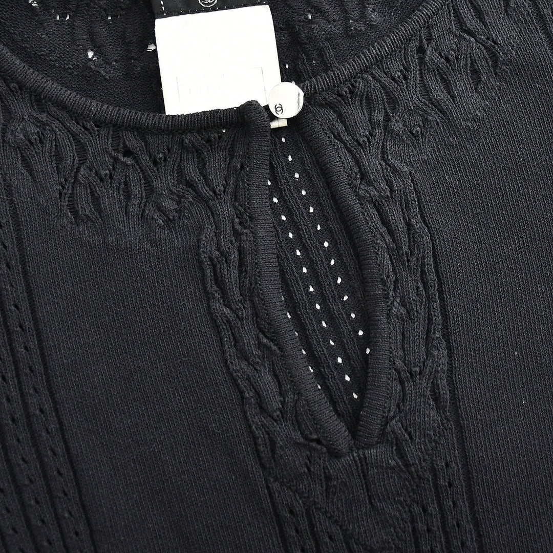 Top Quality Chanel Short Sleeve Sweater Knit Tops Black 02P #38