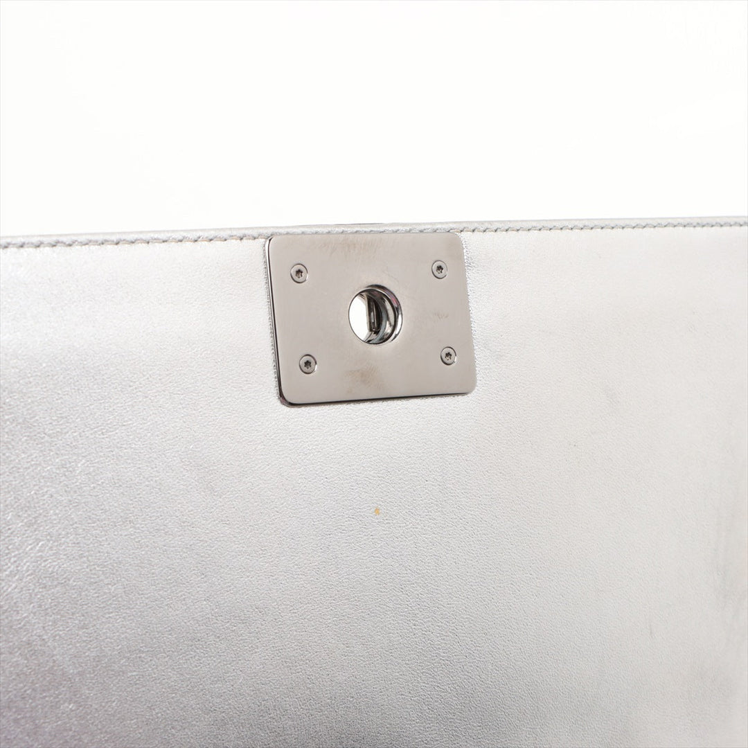 Top Quality Chanel Boy Top Quality Chanel 25 Patent Leather Chain Shoulder Bag G x Silver Silver  17 A67086