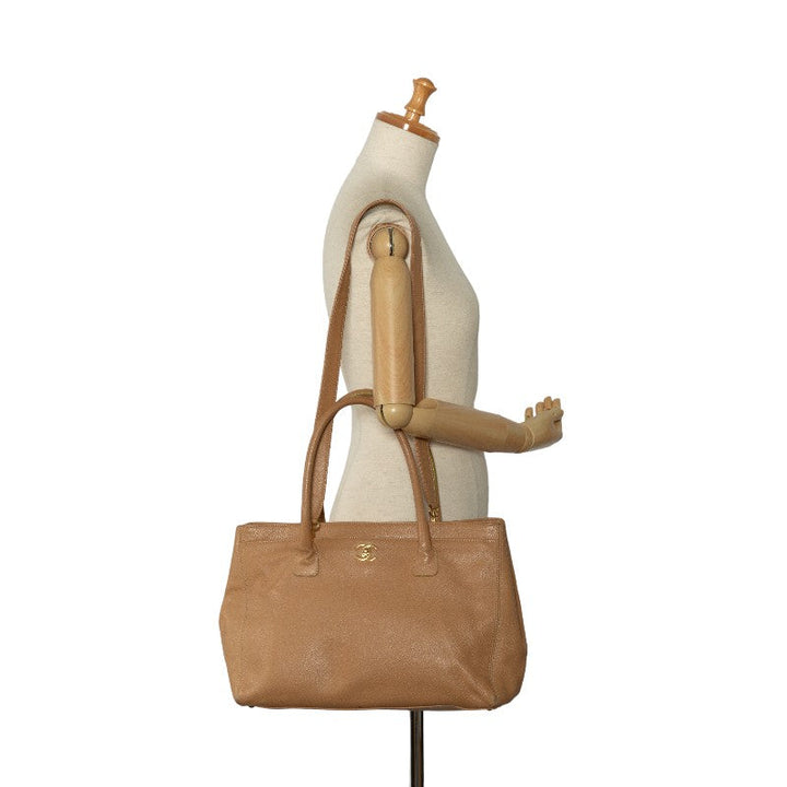 Top Quality Chanel Cocomark Executive Handbags Shoulder Bag 2WAY Beige Caviar