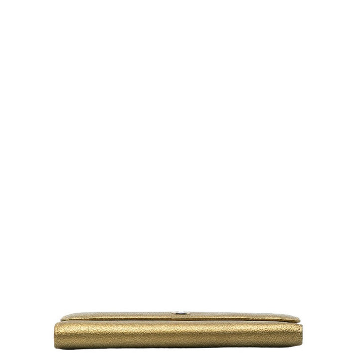 Top Quality Chanel Cocomark Three Folded Wallet Long Wallet Metal Curry Leather  CHANEL