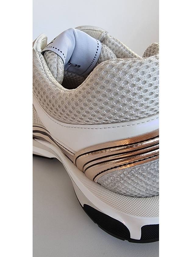 Women CC Logo Fabric Laminated Low Top Sneakers Silver Ivory Chanel