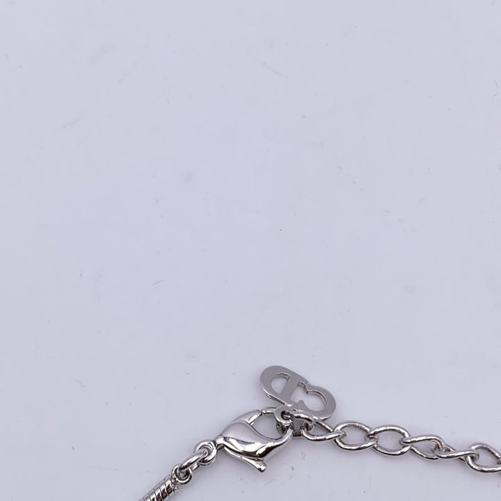 CHRISTIAN Top quality Dior Silver Metal D Logo Pendant Chain Necklace
