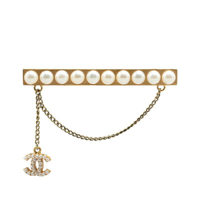 Top Quality Chanel Vintage Coco Mark Pearl Brooch Gold