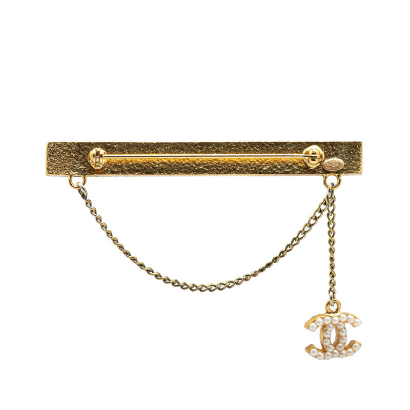 Top Quality Chanel Vintage Coco Mark Pearl Brooch Gold