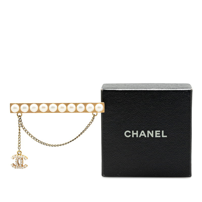 Top Quality Chanel Vintage Coco Mark Pearl Brooch Gold