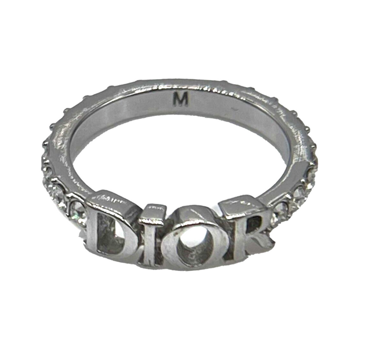 Top quality Dior Dio[r]evolution Silver Finish Metal White Crystal Ring Size M 6