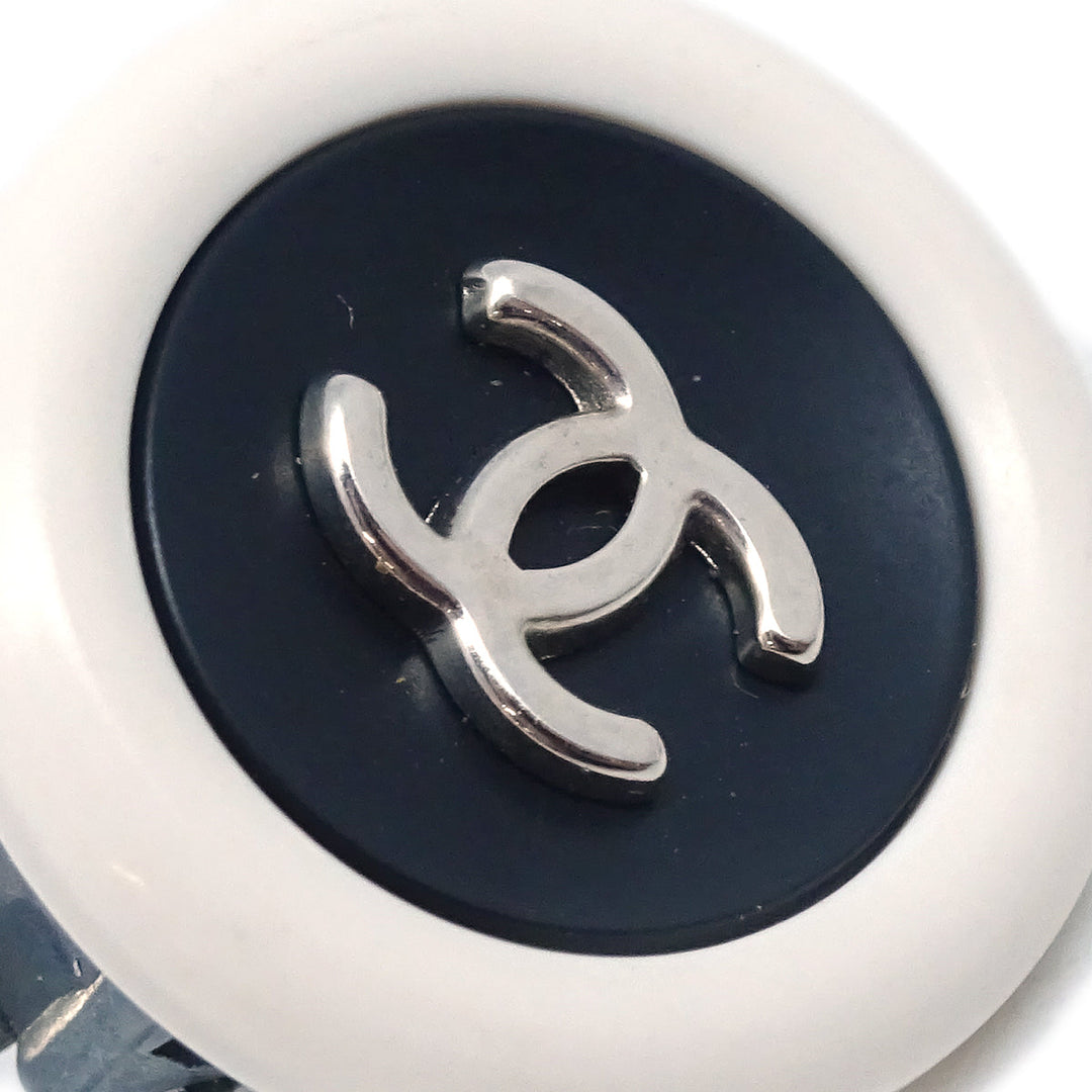 Top Quality Chanel White Button Earrings Clip-On 96P